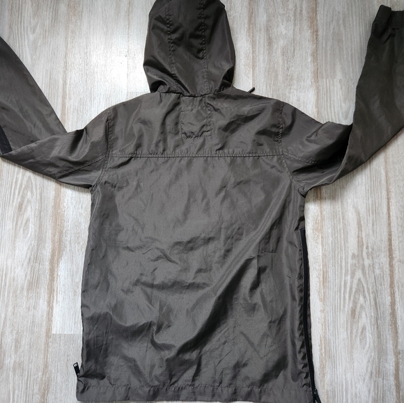Brave Soul Green Black Lightweight 1/2 Zip Hooded Windbreaker Jacket Mens Sz S - Picture 11 of 11